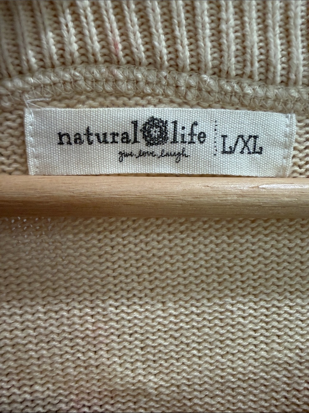 NATURAL LIFE Cream Ribbed Knit Sweater L/XL - Picture 2 of 4